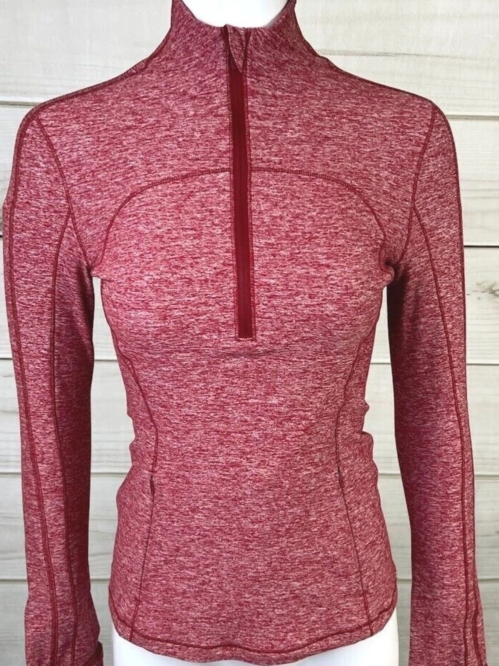 Lululemon Women's Run Briskly 1/2 Zip Red Heathered Jacket Size 6 Stretch B0920